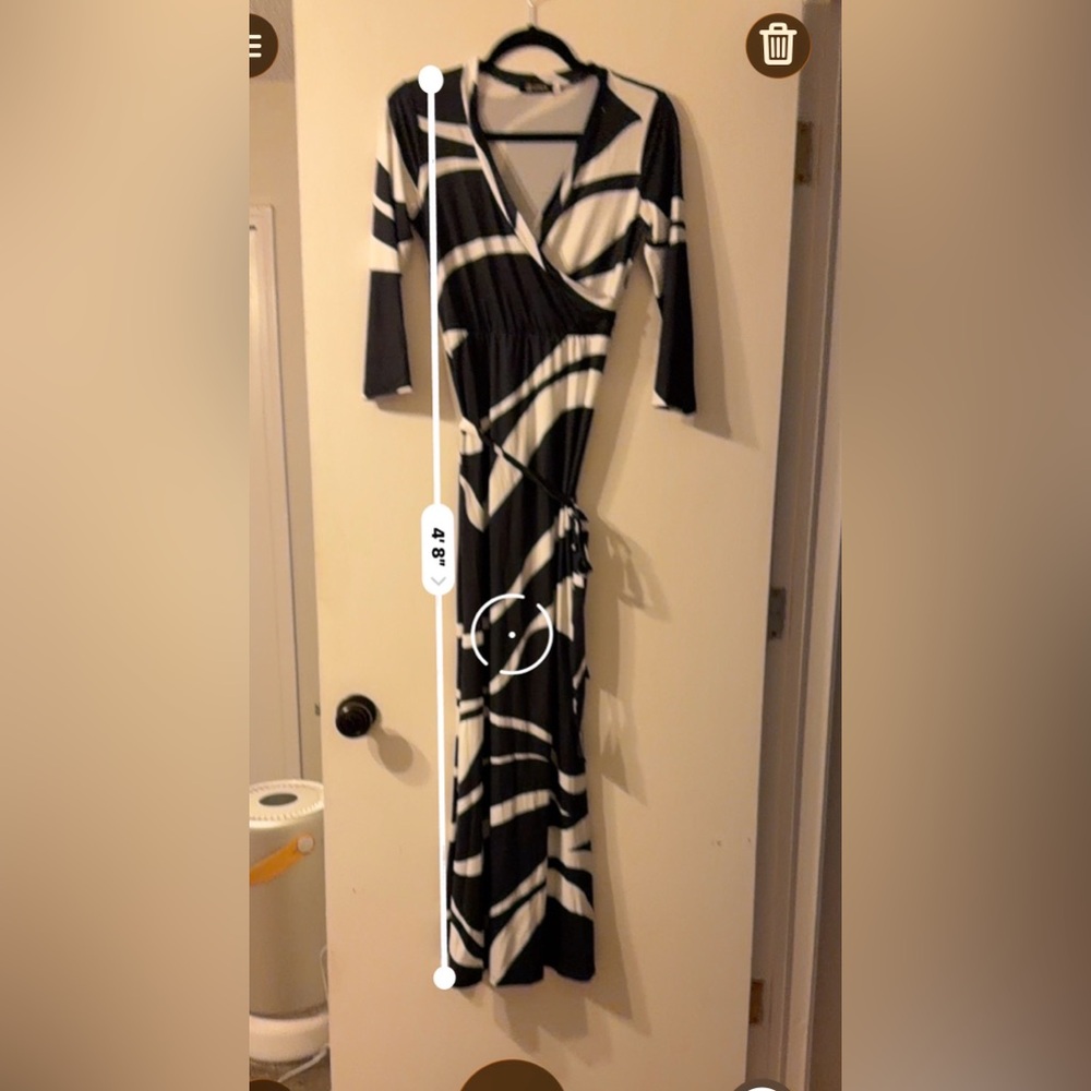 Black and white maxi dress with tie waist